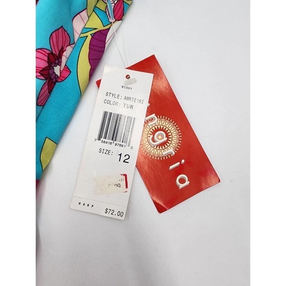 Sangria Womens Dress Size 12 Blue Floral V Neck Short Sleeve Side Zip Lined - Picture 8 of 10